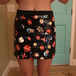 Black sequin mini skirt